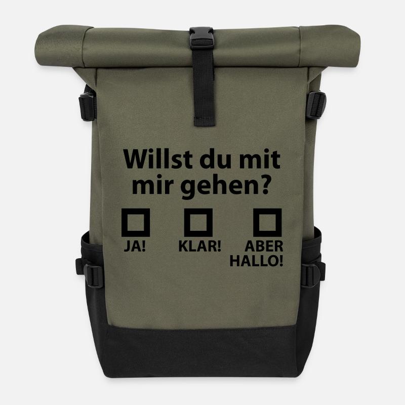 Willst du mit mir gehen? - Rolltop Rucksack - Olive/Schwarz