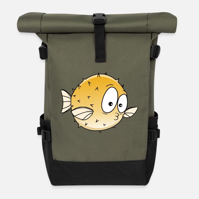 Kugelfisch - Rolltop Rucksack - Olive/Schwarz