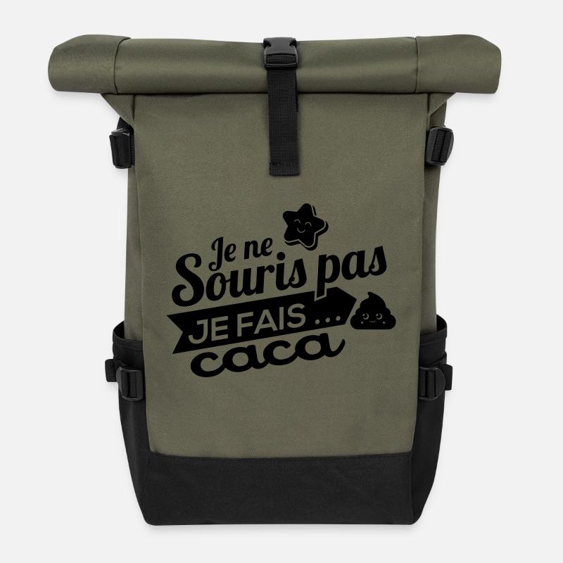 Je ne souris pas - Sac à dos roll top - olive/noir