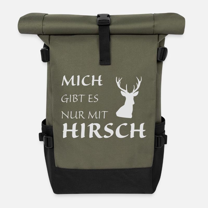 Nur mit Hirsch - Rolltop Rucksack - Olive/Schwarz