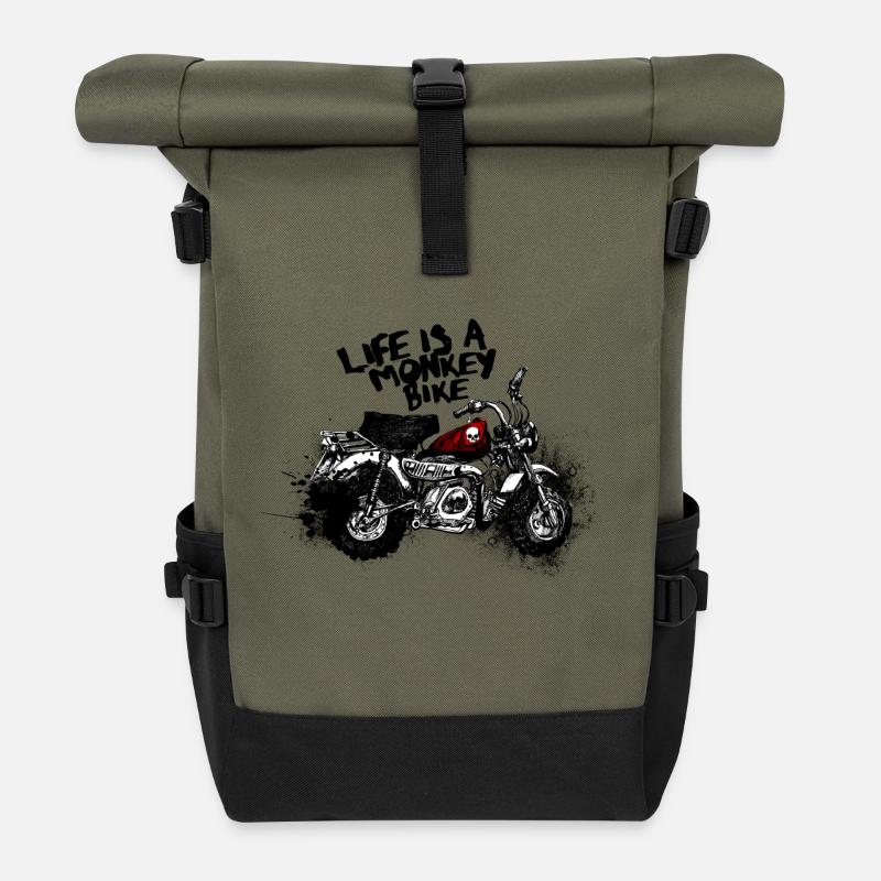 singe Bike - Sac à dos roll top - olive/noir