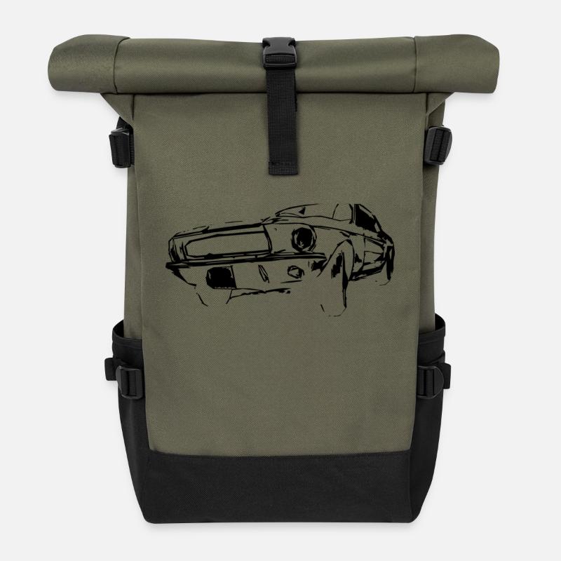 US Car Black - Sac à dos roll top - olive/noir