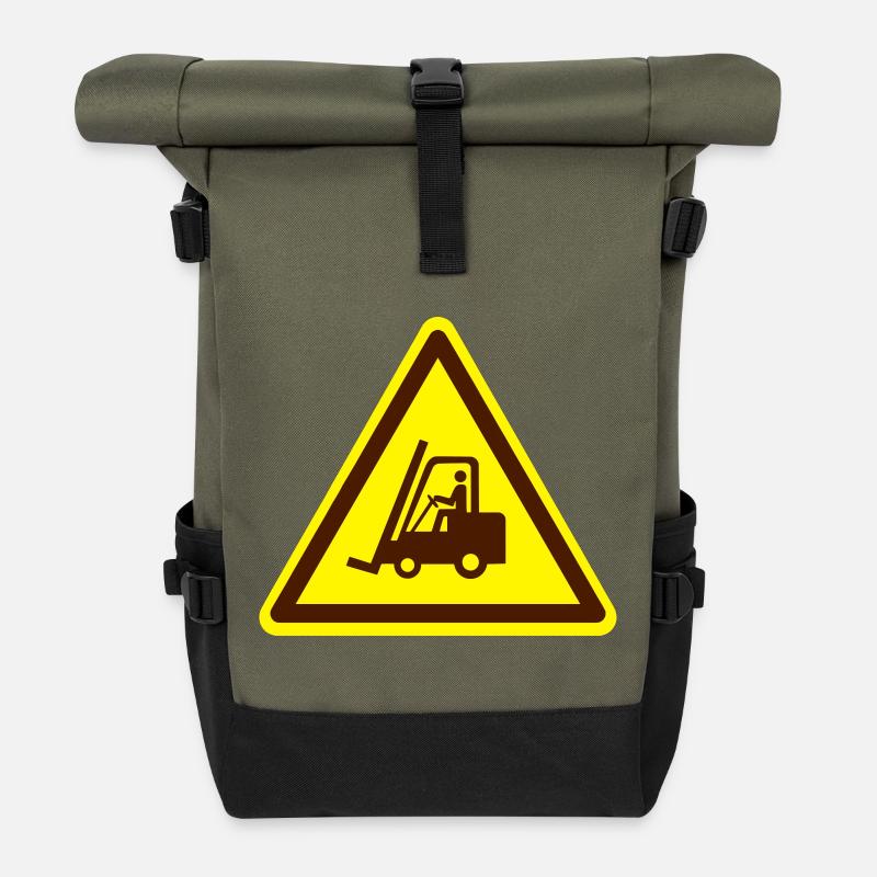 Forklift plate (colors adjustable!) - Roll Top Backpack - olive/black