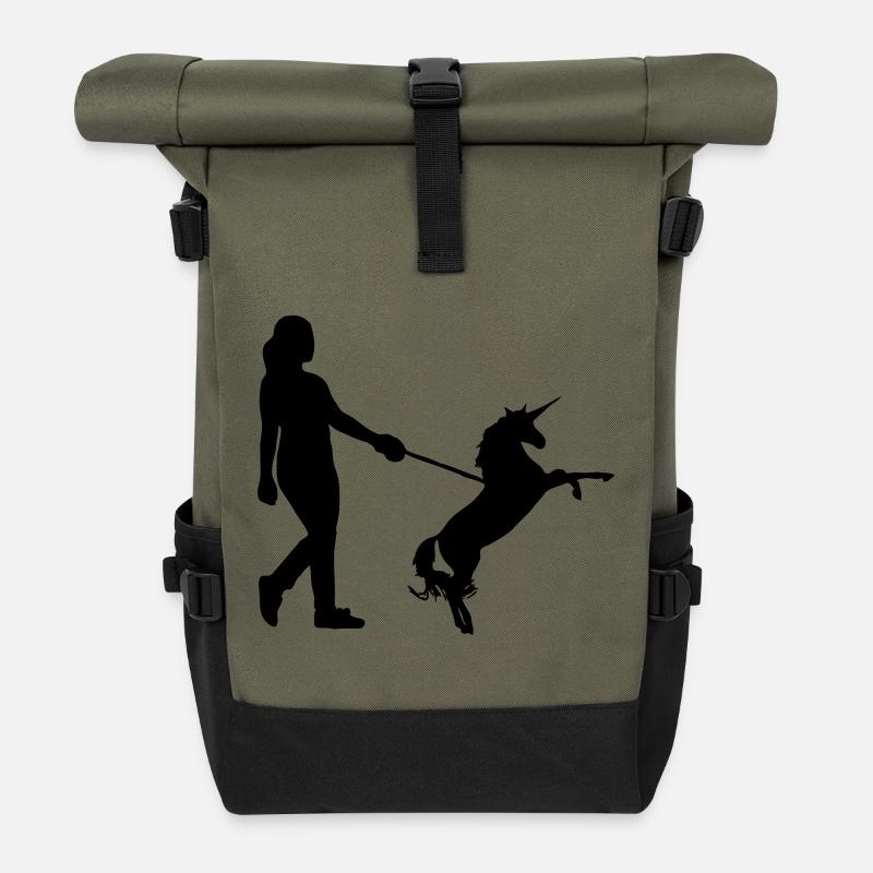 Einhorn Gassi - Einhörner, Haustier, Geschenk - Rolltop Rucksack - Olive/Schwarz