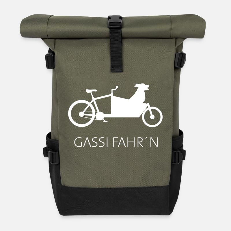 Lastenfahrrad Gassi Hund - Rolltop Rucksack - Olive/Schwarz