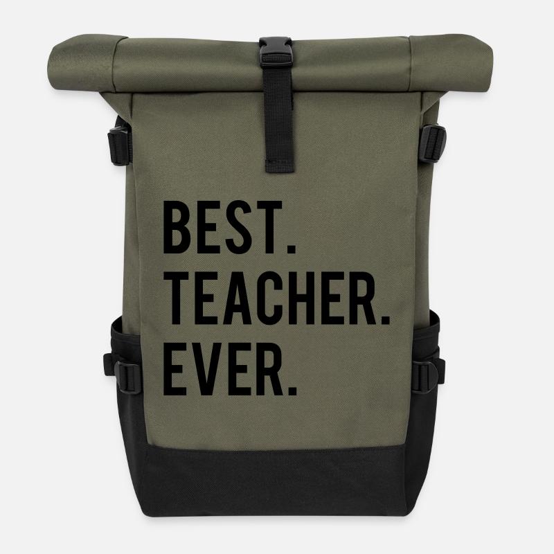 Best Teacher Ever - Rolltop Rucksack - Olive/Schwarz