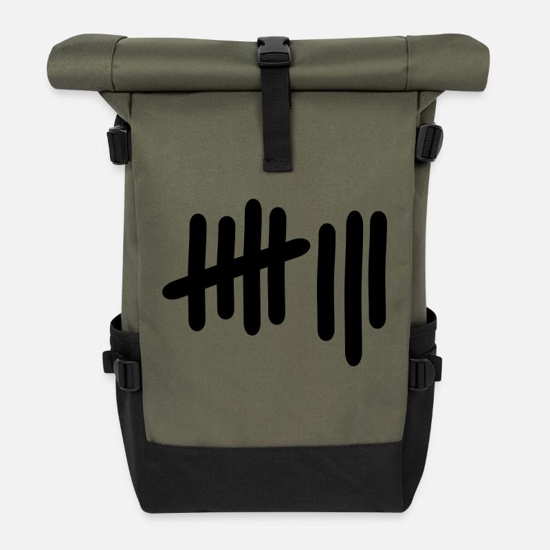 8 - Nummer - Rolltop Rucksack - Olive/Schwarz