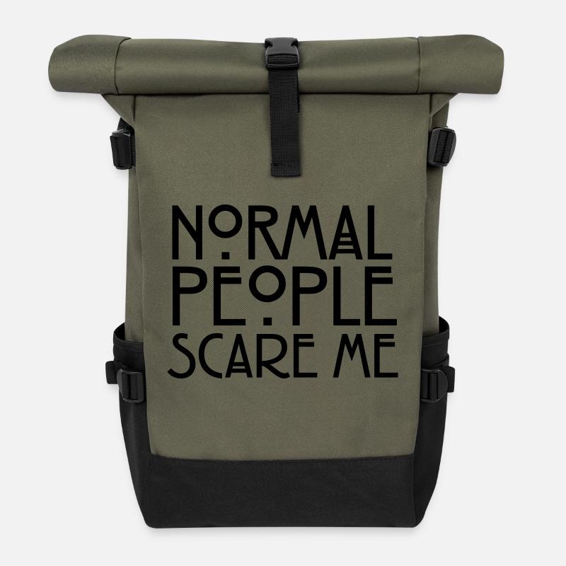 Normal People Scare Me - Rolltop Rucksack - Olive/Schwarz