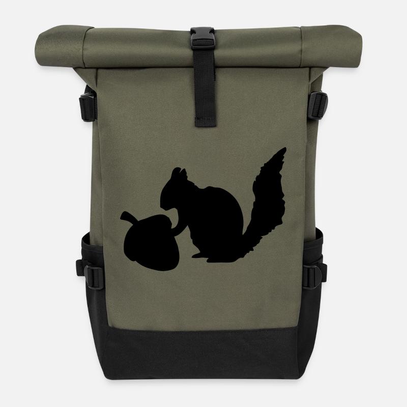 Noix de l'écureuil - Sac à dos roll top - olive/noir
