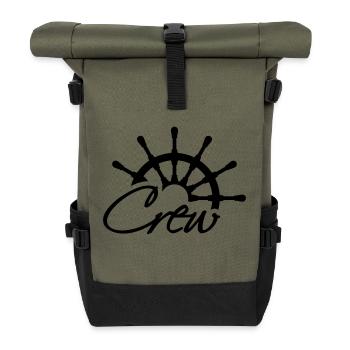 Crew Steuerrad Rang Logo - Rolltop Rucksack - Olive/Schwarz - Vorne