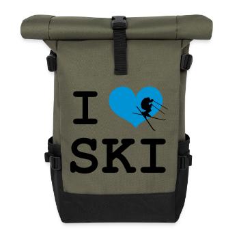 I Love Ski - Rolltop Rucksack - Olive/Schwarz - Vorne