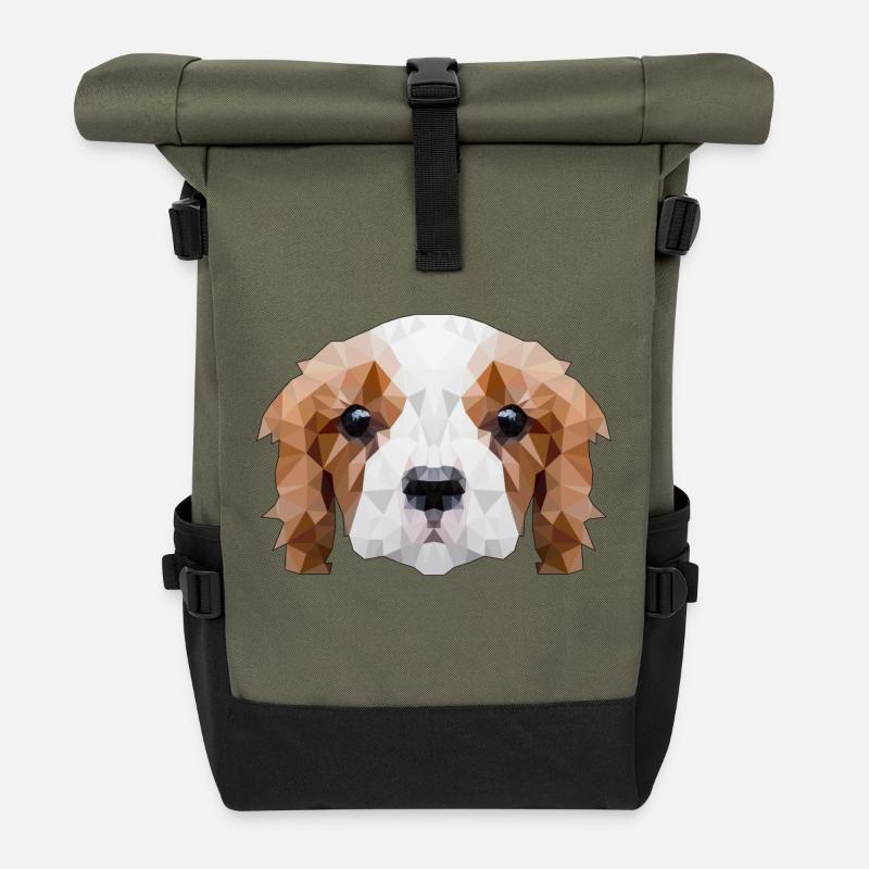 Hund Haustier Geschenk - Rolltop Rucksack - Olive/Schwarz