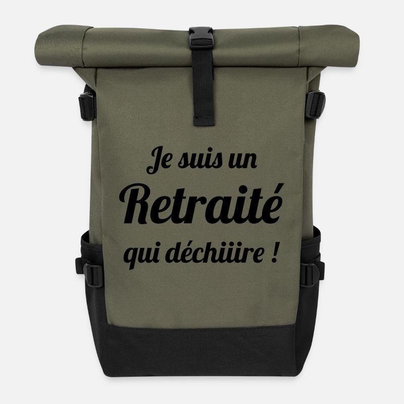 Retirement Pensioner Ruhestand Rentner Retraite - Roll Top Backpack - olive/black