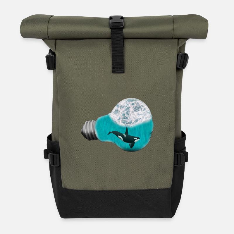 Ozeanscherbe im Ork-Stil - Rolltop Rucksack - Olive/Schwarz