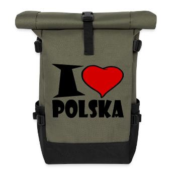 J'aime Polska - j'aime la Pologne - Sac à dos roll top - olive/noir - Devant
