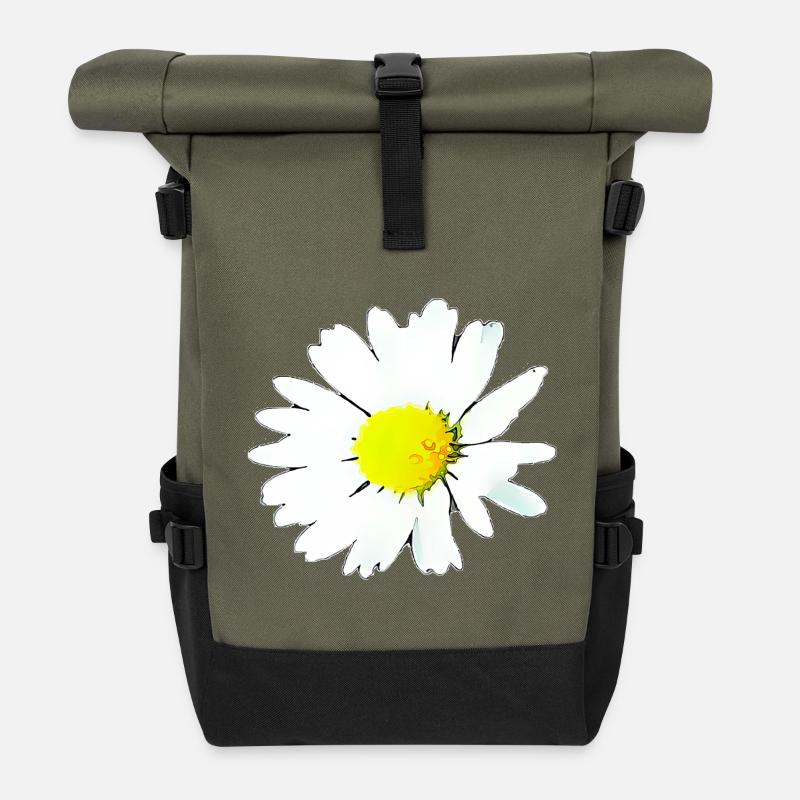Fleur - Marguerite - Sac à dos roll top - olive/noir