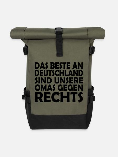 omas gegen rechts - Rolltop Rucksack - Olive/Schwarz