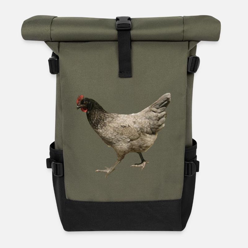 graues Huhn - Rolltop Rucksack - Olive/Schwarz
