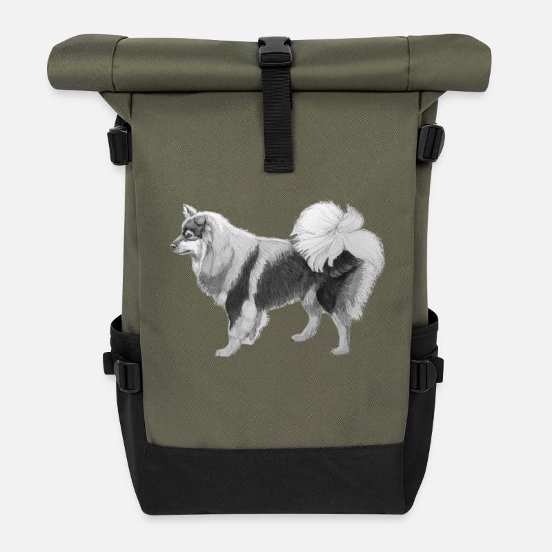 Finnischer Lapphund sh - Rolltop Rucksack - Olive/Schwarz