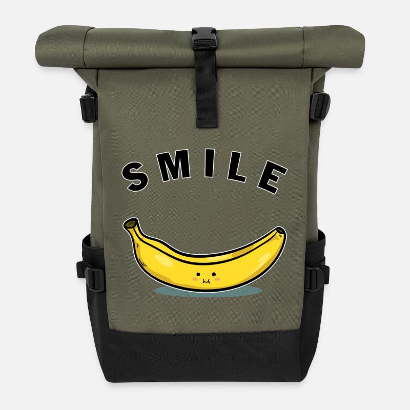 Bananen-Lächeln - Rolltop Rucksack - Olive/Schwarz