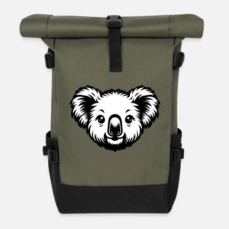 Koala. Süße Tierkinder - Rolltop Rucksack - Olive/Schwarz
