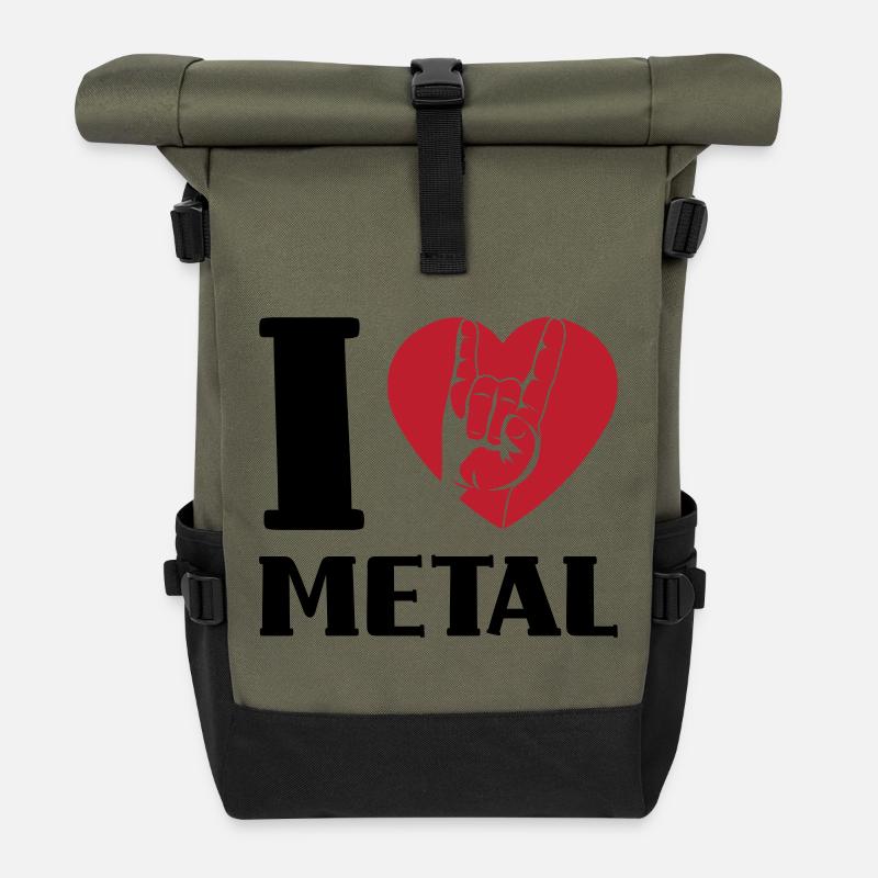 I love metal - Roll Top Backpack - olive/black