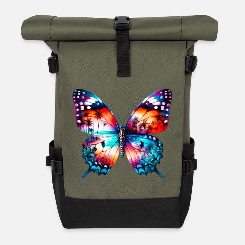 Schmetterling - Rolltop Rucksack - Olive/Schwarz