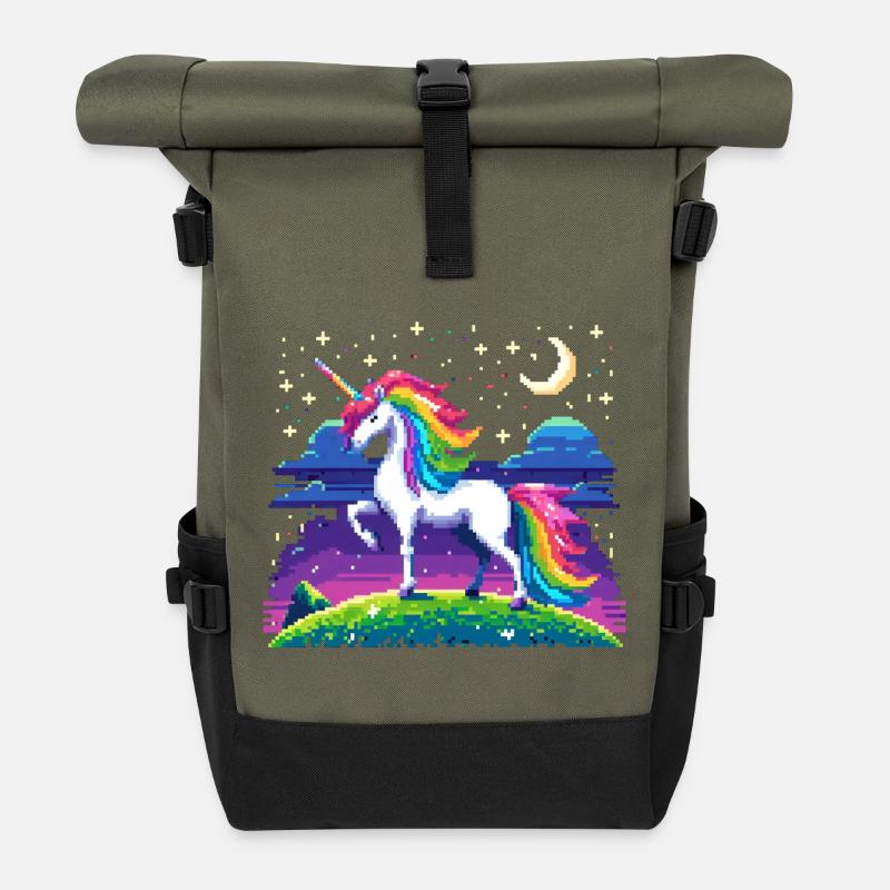 Zauberwelt des Einhorns - Rolltop Rucksack - Olive/Schwarz