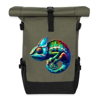 Caméléon polygonal - Sac à dos roll top - olive/noir - Devant