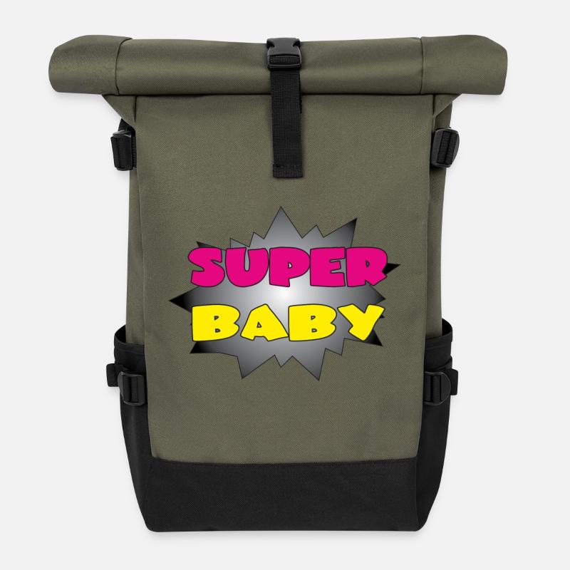 SUPER BABY - Rolltop Rucksack - Olive/Schwarz