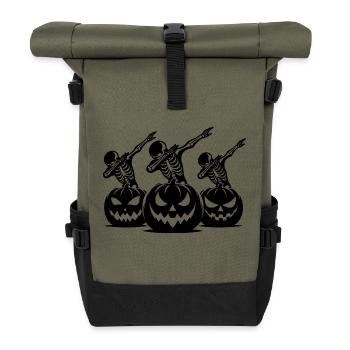 Scary Kids Halloween Dabbing Skeletons - Roll Top Backpack - olive/black - Front