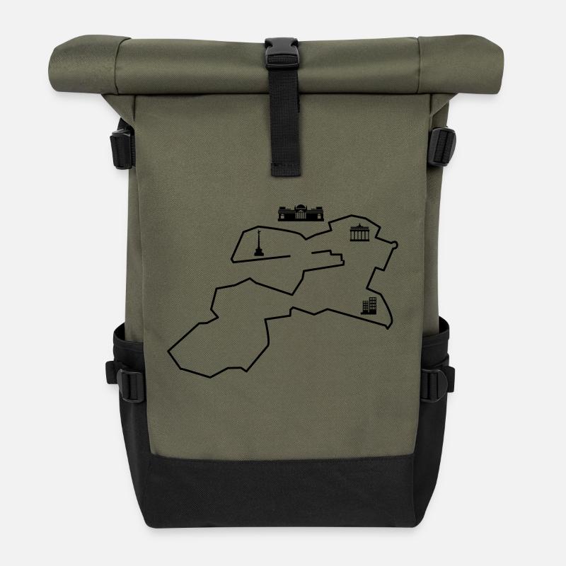 berlin marathon linie - Rolltop Rucksack - Olive/Schwarz