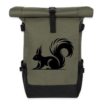 Swift Squirrel Ink Style Drawing - Roll Top Backpack - olive/black - Front
