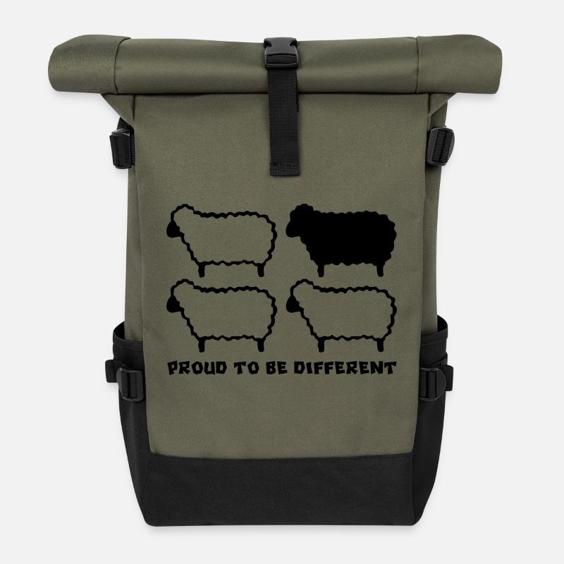 DIFFERENT SHEEP - 1C - Rolltop Rucksack - Olive/Schwarz
