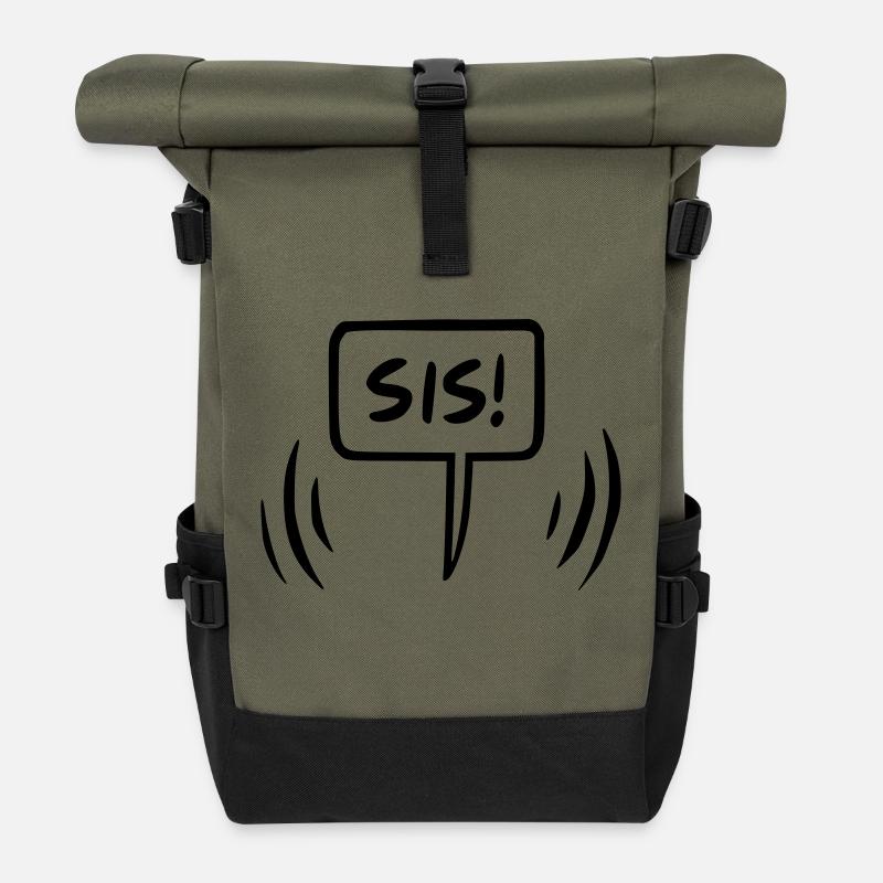 Si's Sister Speech Bubble - Roll Top Backpack - olive/black