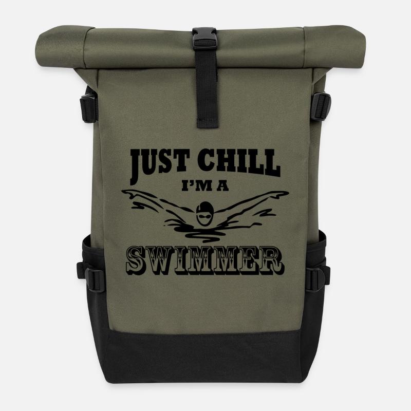 Swimming Water Sports - Roll Top Backpack - olive/black
