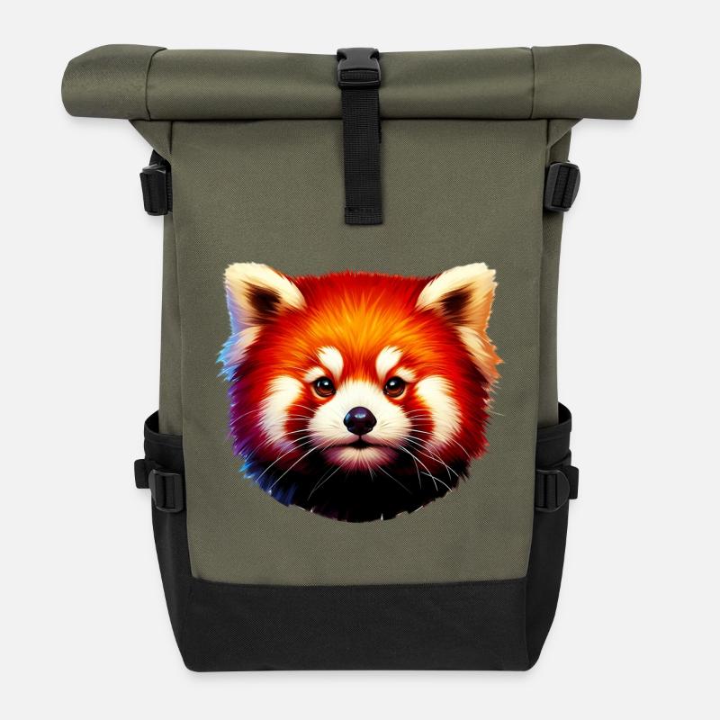 Kleiner Panda - Rolltop Rucksack - Olive/Schwarz