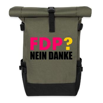 Fdp nein danke - Rolltop Rucksack - Olive/Schwarz - Vorne