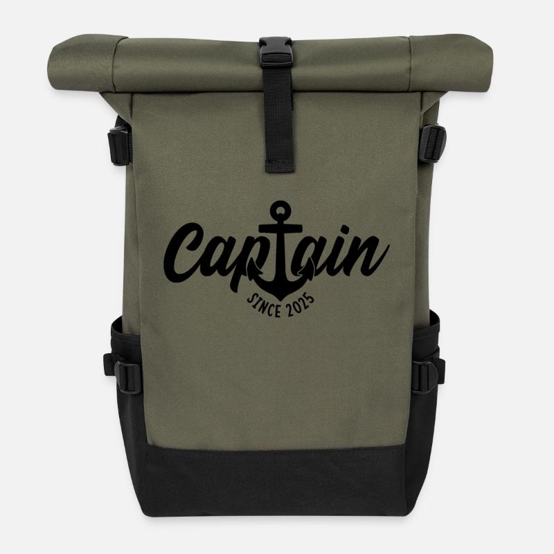 CAPTAIN SINCE 2025 KAPITÄN - Rolltop Rucksack - Olive/Schwarz