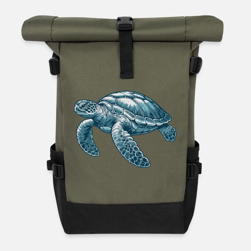 Wasserschildkröte - Rolltop Rucksack - Olive/Schwarz