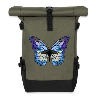 Schmetterling - Rolltop Rucksack - Olive/Schwarz - Vorne