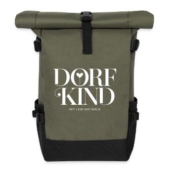 Village child with heart and soul - Roll Top Backpack - olive/black - Front