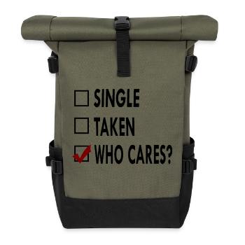 SINGLE noir blanc who - Sac à dos roll top - olive/noir - Devant