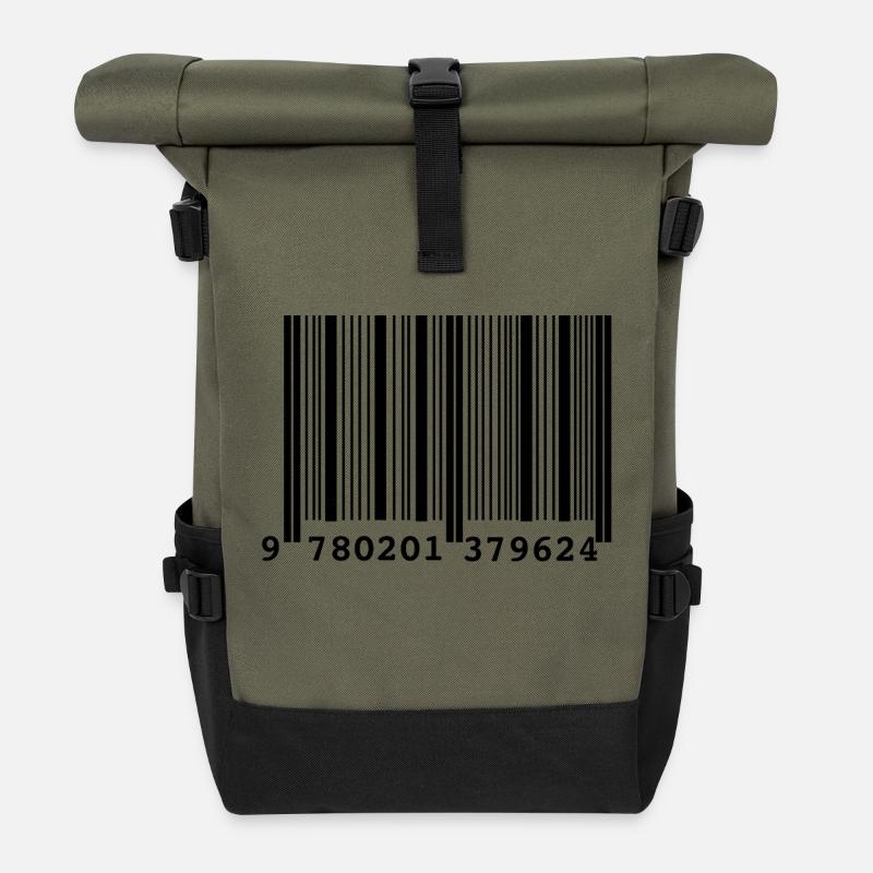 Barcode Style - Roll Top Backpack - olive/black