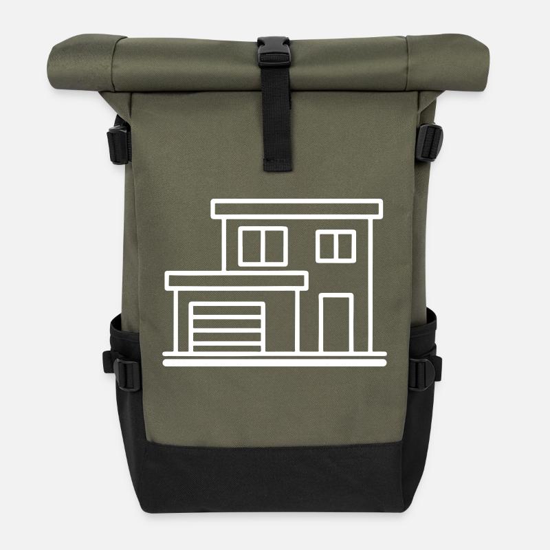 House House Building Symbol - Roll Top Backpack - olive/black