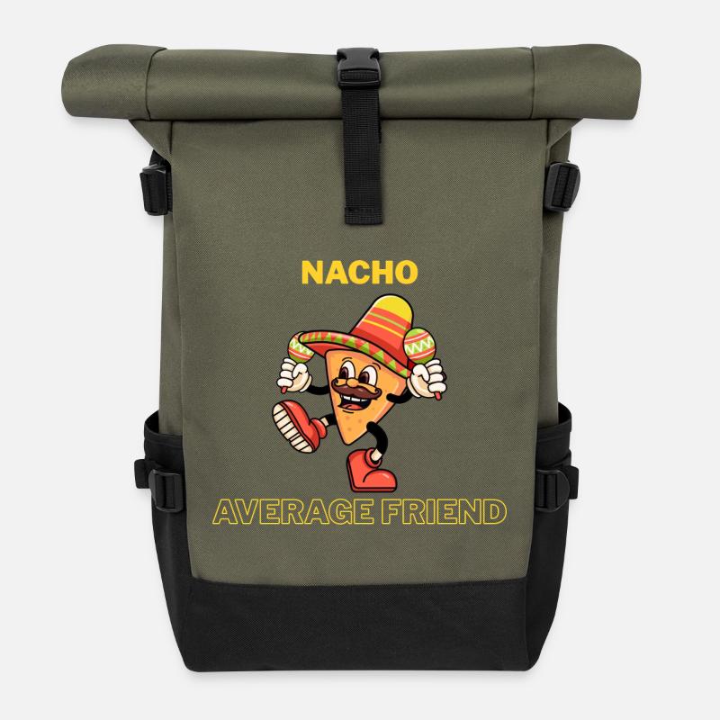 Nacho Durchschnittlicher Freund - Rolltop Rucksack - Olive/Schwarz