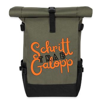 Schritt Trab Galopp - Rolltop Rucksack - Olive/Schwarz - Vorne