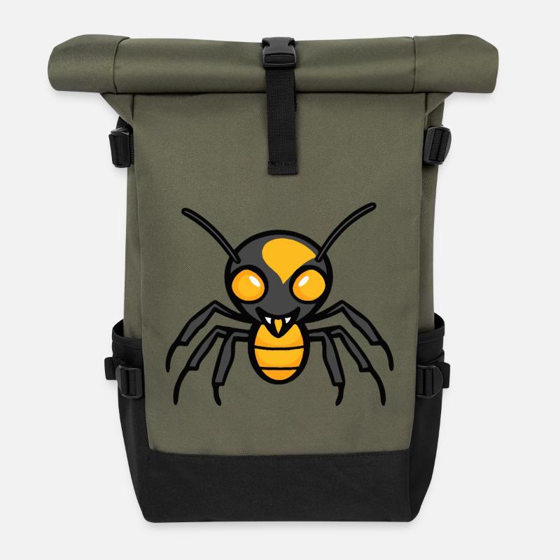 Fourmi Halloween Bande dessinée drôle - Sac à dos roll top - olive/noir