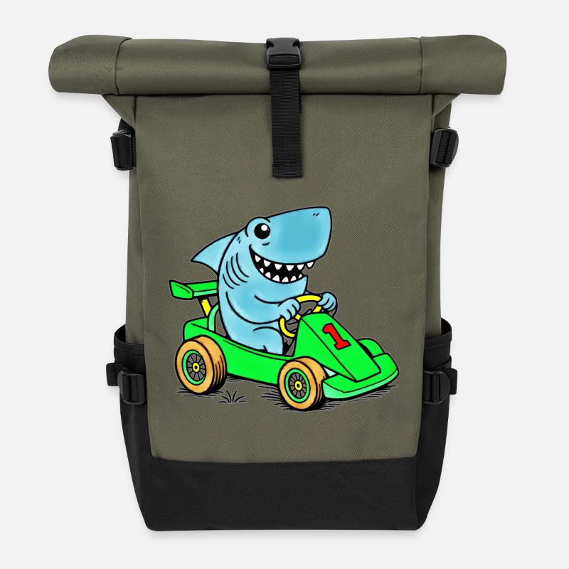 Aventure de karting Shark Racer - Sac à dos roll top - olive/noir