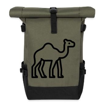 camel - Roll Top Backpack - olive/black - Front